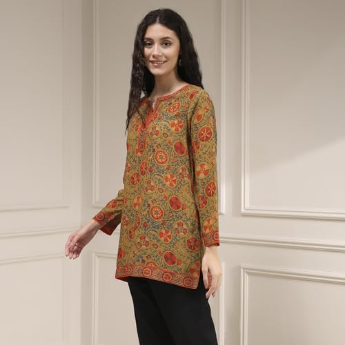 Image of Biba Printed Polyester Straight Casual Kurtis