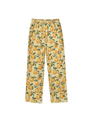 ZZKKO Orange and Leaves Boys Pants for Kids Jogger Pants with Pockets S2