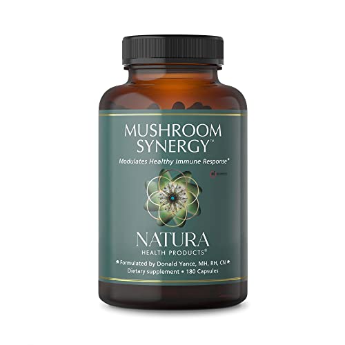 Natura Health Products, Mushroom Synergy, Daily Immune Support, Mushroom Supplement with Reishi, Chaga, Organic, 180 Caps (90 Servings)