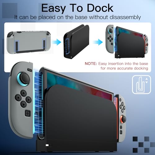 Image of JETech Slim Dockable Case for Nintendo Switch 2 (2025) 7.9 Inch, Soft TPU Grip Cover for Joy-Con Detachable, Matte Carrying Protective PC Back Shell, Anti-Scratch (Grey)