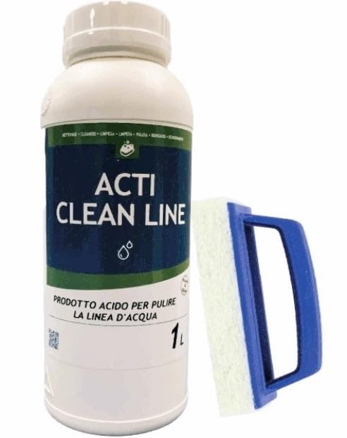 Zefiro, Kit Pulizia Linea di Galleggiamento Piscina Professionale - Detergente Liquido Clean Line da 1 LT + Spazzola - Prodotto Chimico per Piscina