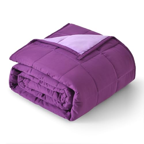 Topblan Weighted Blanket 15 pounds, Soft Cooling Weighted Blanket Full Size for Adults and Kids, Breathable Comfort Blanket with Glass Beads for Bed Sofa All Season, 48 x 72 inches, Purple