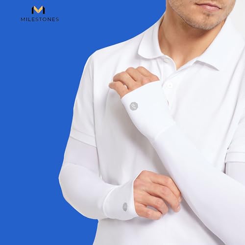 Image of MILESTONES. /Arm Sleeves for Men & Women UV Protection Hand Sleeves /Sun Protection Sleeves for Men & Women for Running, Hand Cover Arm Sleeves for Bike Riding Free Size
