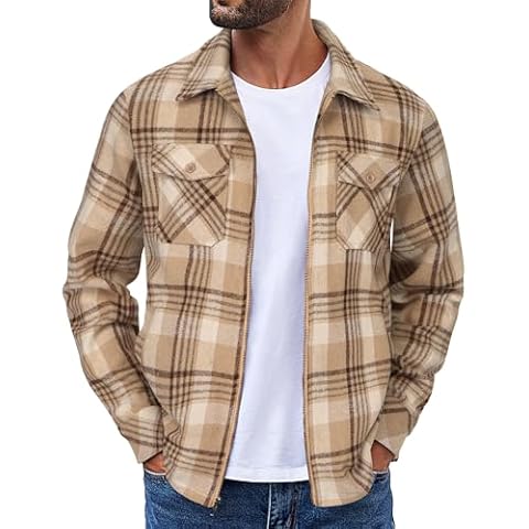 COOFANDY Men's Lightweight Flannel Jacket Cover