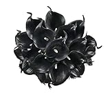 Floral Kingdom 14' Calla Lily Artificial Flowers – Real Touch Black Latex Flowers for Home Decor, Tabletop Centerpieces, Living Room, & Weddings (Pack of 10)