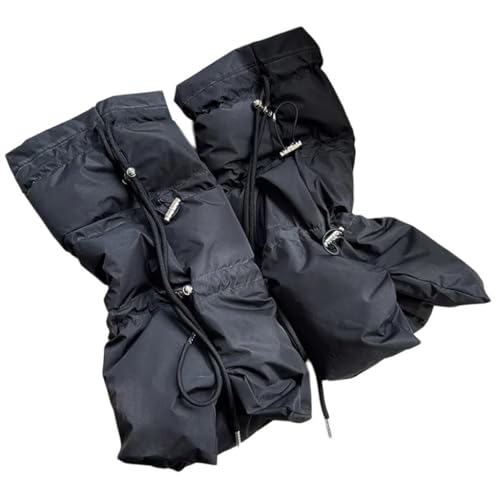 Women Winter Padded Puffer Leg Warmers for Outdoor and Sports Adjustable Drawstring Split Flared Boot Covers