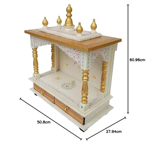 Image of kamdhenu Art and Craft Craft Wood Home Temple for Home Office Gold