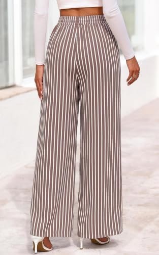 Image of PRETTYGARDEN Womens Pants Elastic Waist Floral Lightweight Palazzo Pants for Women Casual Lounge Wide Leg Pants Woman