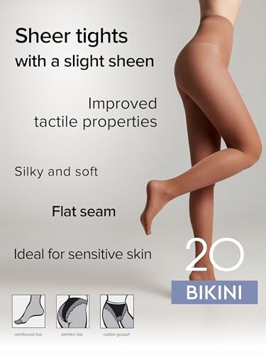 Image of Conte French Cut Sheer Pantyhose Tights with Lace Top Panties Bikini 20 Den
