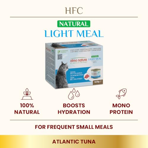 Almo Nature HFC Natural Light Meal Katzenfutter für ausgewachsene Katzen - Atlantikthunfisch 50 g x 4 stück, 200 g