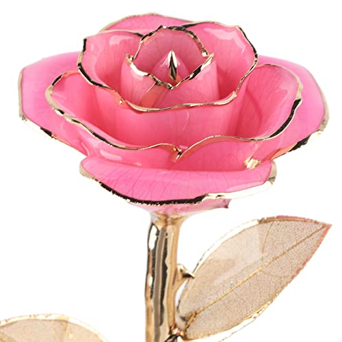 Ros banhado a ouro, rosa não murcho banhado a ouro 24K para presente para coleção