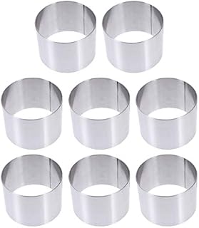 Hemoton 8 Pcs Mini Cake Ring Cake Molds Cake Rings Stainless Steel Mousse Mould Mousse Cheese Rings Tart Ring Round Sushi Mold Baking Tool for DIY Home Kitchen Chocolate