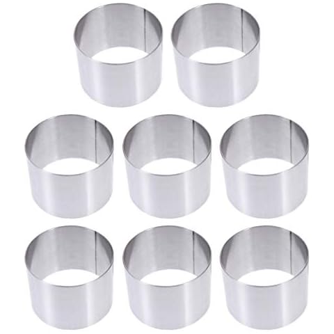 Hemoton 8 Pcs Mini Cake Ring Cake Molds Cake Rings Stainless Steel Mousse Mould Mousse Cheese Rings Tart Ring Round Sushi Mold Baking Tool for DIY Home Kitchen Chocolate Cover