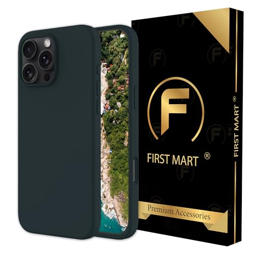 Image of FIRST MART Silicone Back Case for iPhone 16 Pro, Soft-Touch Phone Back Cover for Apple iPhone 16 Pro - DarkGreen