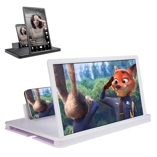 KUVPIUS 14" Screen Magnifier for Cell Phone, 3D Foldable Phone Stand Screen Enlarger, Mobile Phone Screen Amplifier, Eye-Caring for Browsing Video and Watching Movies, Reading Books (White, 14 Inch)