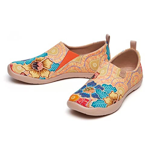 Image of UIN Women's Slip On Shoes Colorful Comfortable Lightweight Art Travel Sneakers Casual Floral Stylish Everyday Loafers