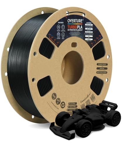 overture turbo pla filament 175mm rapid pla filament high speed 600mms 1kg cardboard spool 22lbs dimensional accuracy - 002mm fit most fdm printerblack