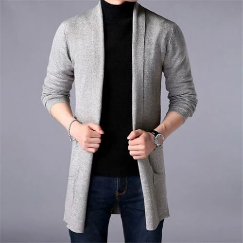 Men's Mandarin Collar Sweaters Autumn Casual Solid Knitted Cardigan Slim Fitted Warm Clothing3