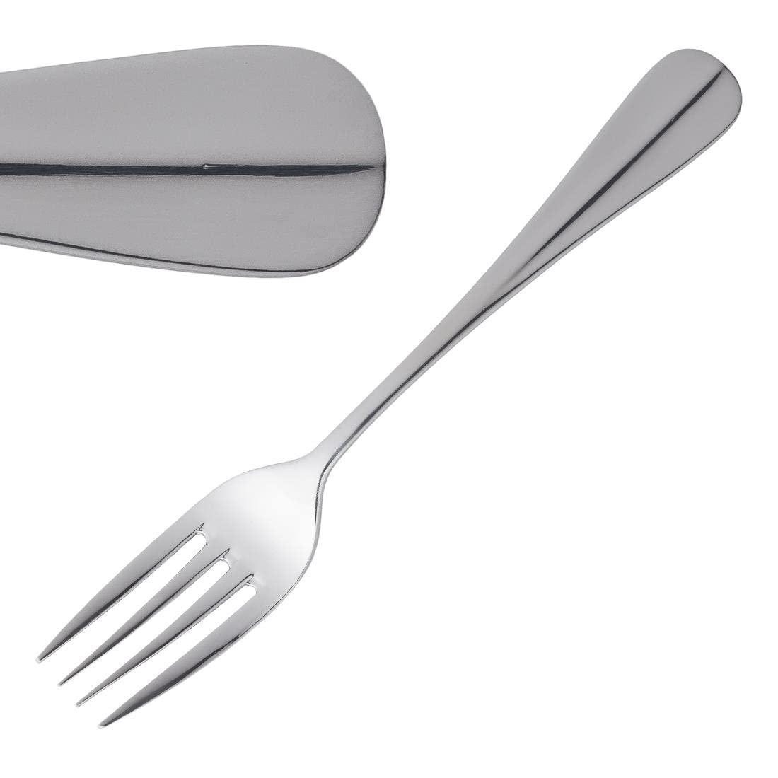 Olympia Baguette Fourchette de Table en Argent 210mm - Couverts de Service en Acier Inoxydable 18/0 avec Motif de Lignes Distinctes - Paquet de 12