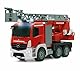 JAMARA 404960 - Feuerwehr Drehleiter 1:20 Mercedes Antos 2,4G - deutsche Sirene mit blauen LED Signallichtern, 420 ml Wasserbehälter, Reale Spritzfunktion, programmierbare Funktionen, 4 Radantrieb