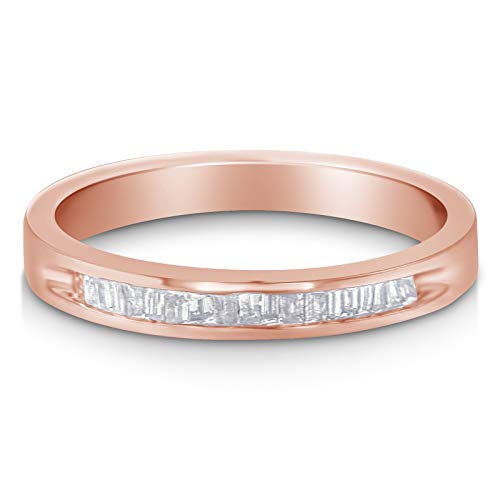 Haus of Brilliance 10K Yellow Gold over .925 Sterling Silver 1/5 Cttw Diamond Channel-Set Stackable Band Ring (H-I Color, I1-I2 Clarity) - Size 7 1/4