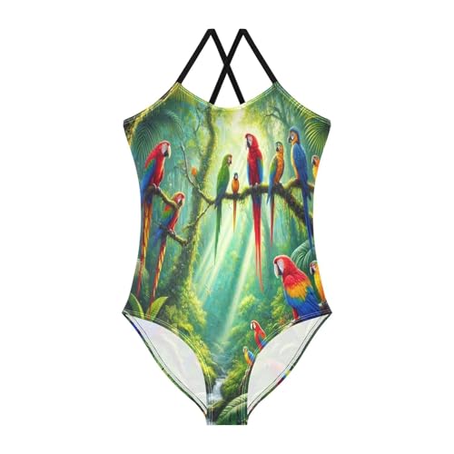 Tropical Rainforest Parrots Bathing Suits for Girls Kids Swimsuits Summer Beach Swimwear One Piece Swimsuits