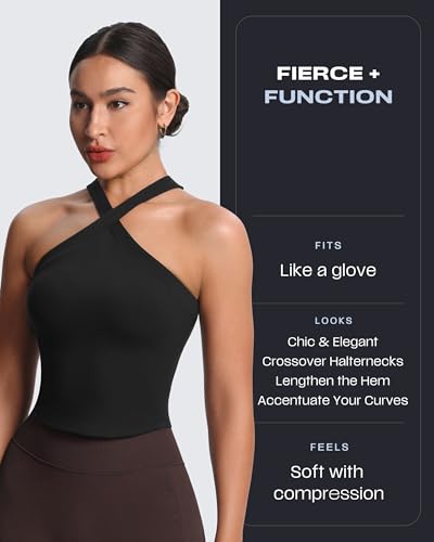 Aoxjox Women's Workout Cross-Neck Sport Bras Fitness Elanor Bra Yoga Crop Tank2