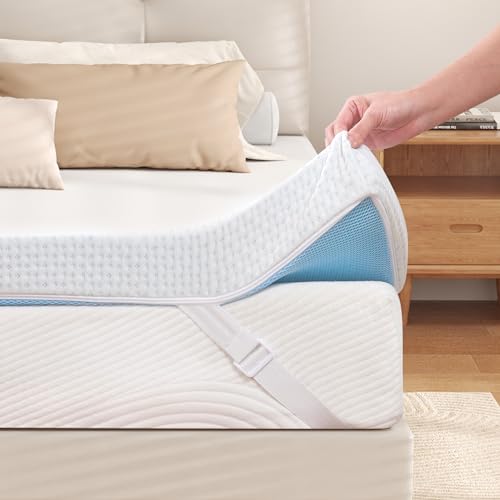 Hokway Topper de 160 x 200 cm – 5 cm de Altura de Espuma viscoelástica de Gel con Funda de Fibra de bambú Transpirable y Lavable, Certificado Öko-Tex