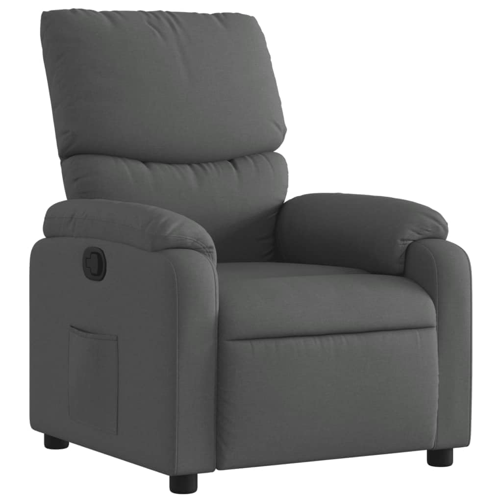 vidaXL Poltrona Reclinabile in Tessuto Grigio Scuro