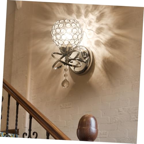 Lámpara de pared de cristal moderna LED y acero plata para sala y pasillo 5