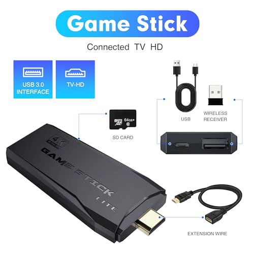 Upgraded Wireless Retro Game Console,Retro Game Stick with Built-in 20,000+ Games,4K HD Output 2.4GHz, Plug & Play for TV, PC, Projector, Monitor - Image 3