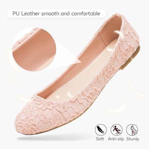 Image of Shupua Womens Flats Lace Ballet Flats Dressy Slip On Shoes for Work Wedding