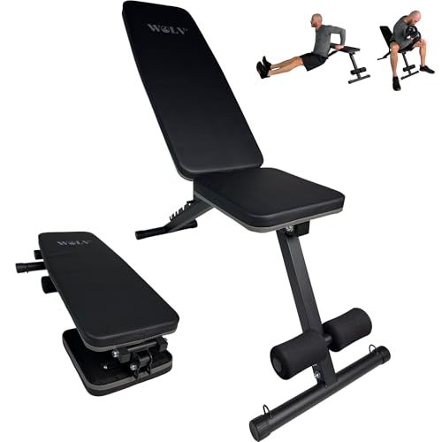 WOLV Verstellbare Hantelbank – Trainingsbank mit 8 Positionen, bis 200kg belastbar – Klappbare Fitnessbank, platzsparend & kompakt – Ideal für Krafttraining & Home Gym