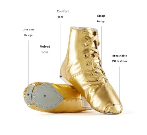 Unisex Kids Lace-up Jazz Dance Shoes Canvas Soft Leather Split Sole Ballet Boots for Girls Boys (Toddler/Little Kid/Big Kid)4