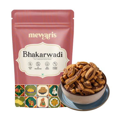 Image of MEWARIS Bhakarwadi | Gujrati Bhakarwadi Sweet, Spicy & Crispy Snacks | Crunchy Tea-Time Munching Snack for Adults | Evening Snacks | 250g Pack of 1