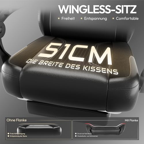 Sedia da gaming, ergonomica, in pelle PU con supporto lombare, sedia PC con schienale allargato, portata fino a 150 kg, colore giallo - Sedia gaming - Immagine 3