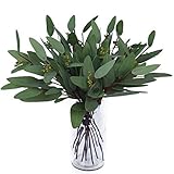 Woooow Artificial Eucalyptus Long Oval Leaf Stem Eucalyptus Spray Artificial Greenery Leaves for Wedding Greenery Holiday Greens Decor(8 Pack)