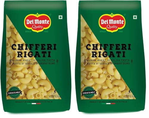 Image of Del Monte Chifferi Pasta (Imported) | Made from 100% Durum Wheat Semolina| No Maida | High in dietary fibre | Source of protein | Cholesterol Free | Low Calories | No Artificial Ingredients, Salt & Sugar | 500g