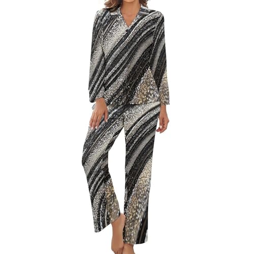 Pyjama femme 2 pièces en satin marbre grande taille