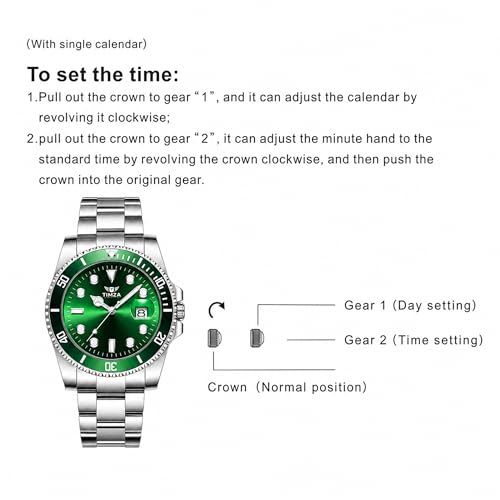 Image of Men's Analog Watch with Green Dial, Rotating Bezel, Stainless Steel Strap, Date Display & Quartz Movement