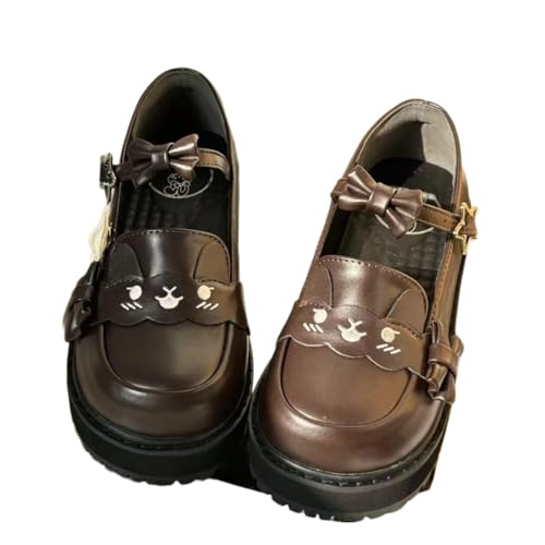Cute Bunny and Star Pattern Mary Jane Shoes with Bow Strap Lolita Platform Flats for Women