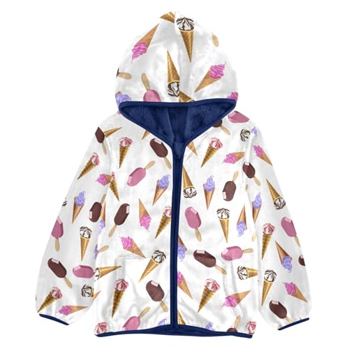 Popsicle Chocolate in Waffle Cups Girls Fleece Jacket Girls Fall Jacket Girls Zip Up Hoodie Girls Sherpa Jacket 2-10T