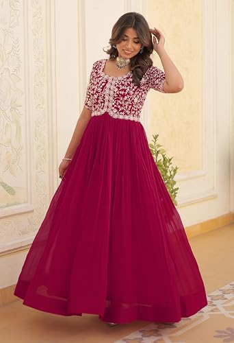 Image of Fashion Basket Georgette Embroidered Anarkali Gown for Women