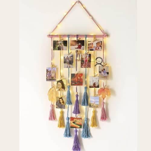 Cotton Wall Photo Hanging with 10 Clips Best for Bohemian Home Wa...