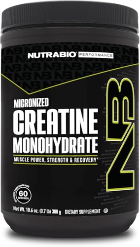 NutraBio Pure Micronized Creatine Monohydrate Powder Supplement, Unflavored, (300 g) - Supports Bulk Muscle Energy, Recovery, and Strength - HPLC Tested Creatine Powder Supplement for Men and Women