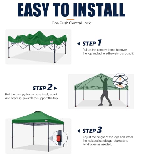 Image of MASTERCANOPY 10x10 Durable Pop Up Canopy Tent with Roller Bag, Forest Green