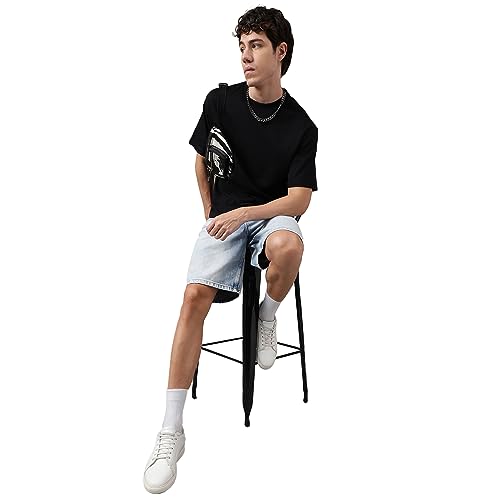 Image of Free Authority Loose Fit Solid Black Tshirt for Men