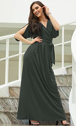 Image of KOH KOH Womens Long Pleated Flowy Modest Evening Wedding Guest Maxi Dress