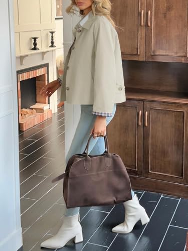 Chic Khaki Cropped Trench Coat - Lightweight Single Breasted Jacket for Fall (Medium) - Image 5