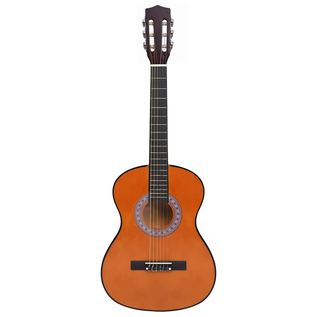 Guitarra acústica 3/4 con funda de transporte, madera natural